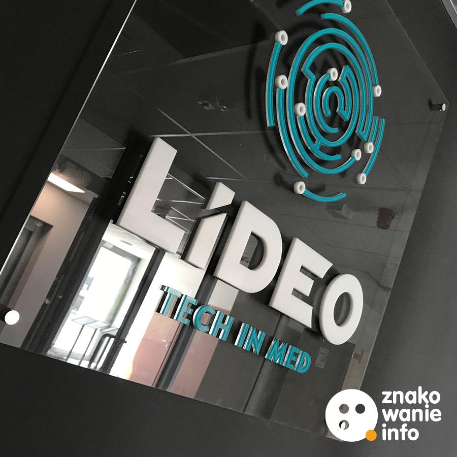 Szyld Lideo logotyp z akrylu i plexi drukowanej uv led