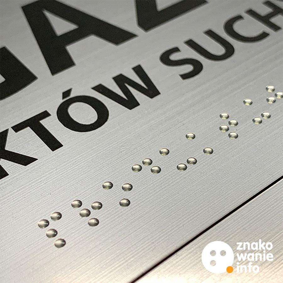 Tablica aluminiowa z nadrukiem Braille'a Tablica z laminatu z nadrukiem Braille'a lakierem uv
