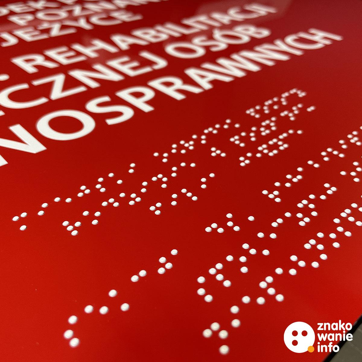 tablica z alfabetem Braille'a dibond, multipanel