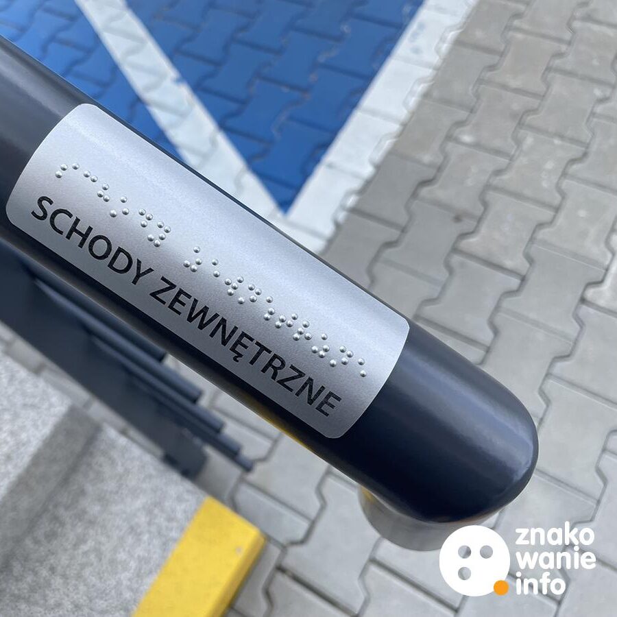 nakładka metalowa na poręcz z alfabetem Braille'a nakładka metalowa na poręcz z alfabetem Braille'a