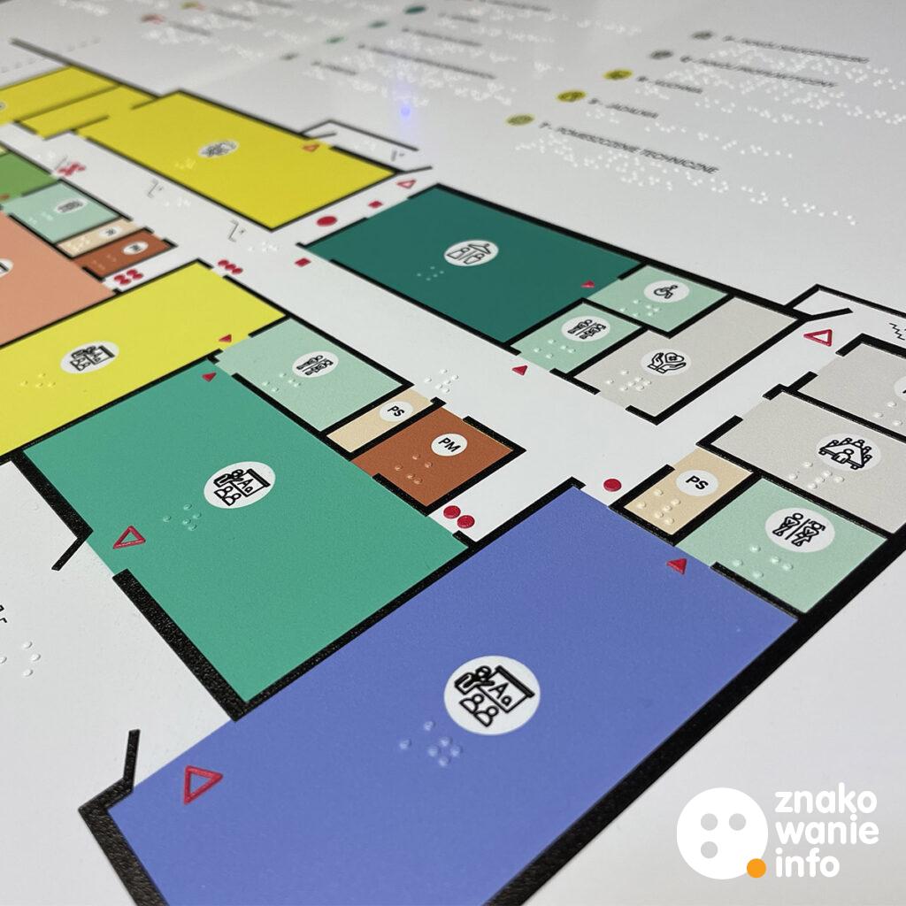 mapa tyflograficzna kolorowa tyflomapa z alfabetem brajla i wypukłą grafiką