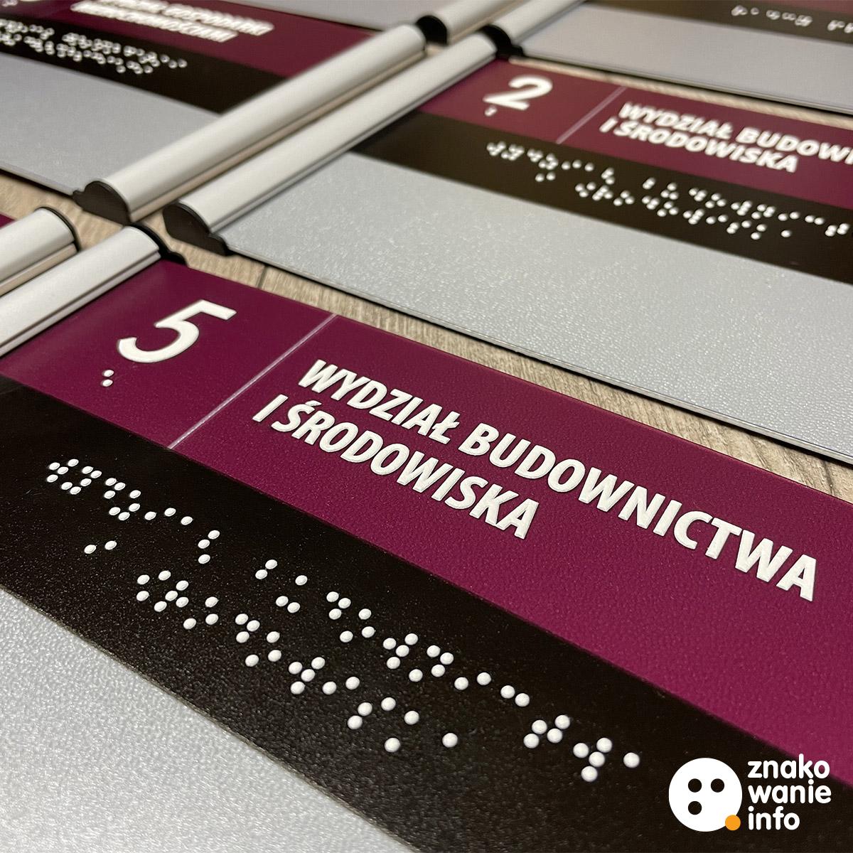 tabliczki z wymiennym wkladem 6 tablice informacyjne z wymiennym wkładem i alfabetem brajla