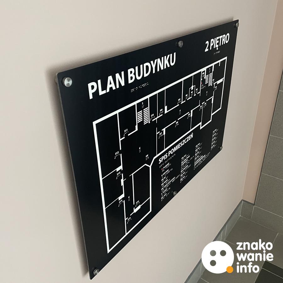 Plan budynku braila na czarnym dibondzie Plan budynku braila na czarnym dibondzie