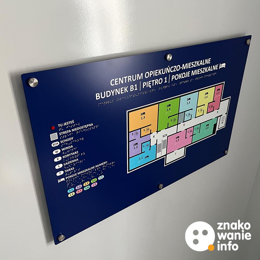 Tyflomapa, plan budynku z alfabetem Brajla