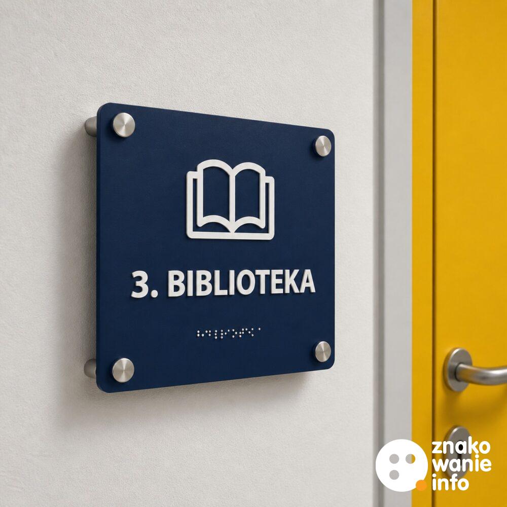 Tabliczka przydrzwiowa z alfabetem Braille'a na dystansach
