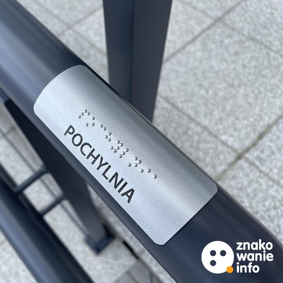Nakładki na poręcz aluminiowe tłoczone z alfabetem Braillea