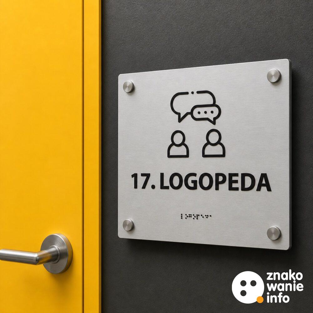Tabliczka przydrzwiowa z alfabetem Braille'a na dystansach
