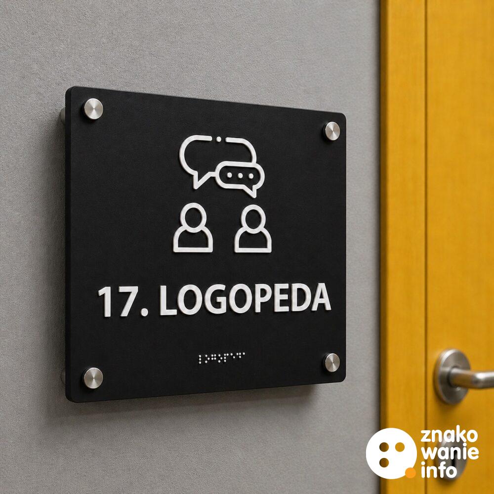 Tabliczka przydrzwiowa z alfabetem Braille'a na dystansach