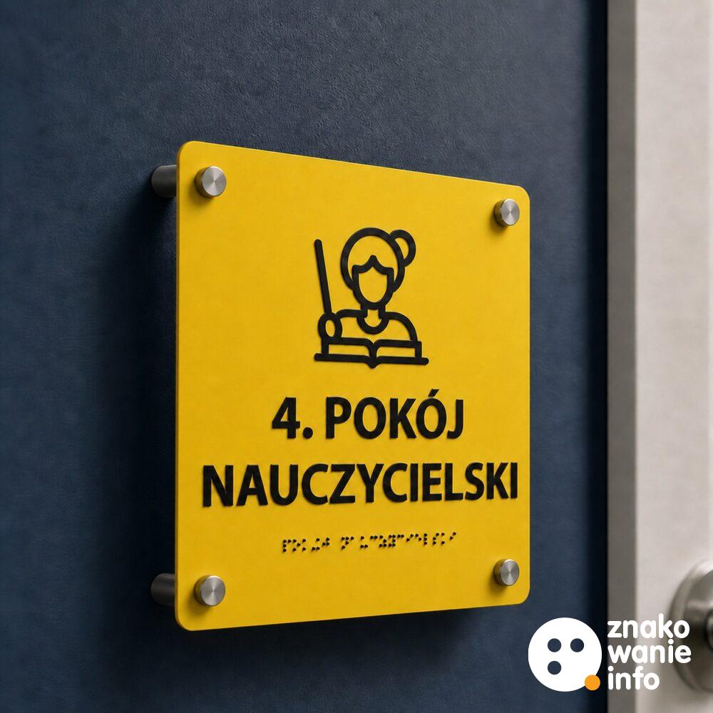 Tabliczka przydrzwiowa z alfabetem Braille'a na dystansach