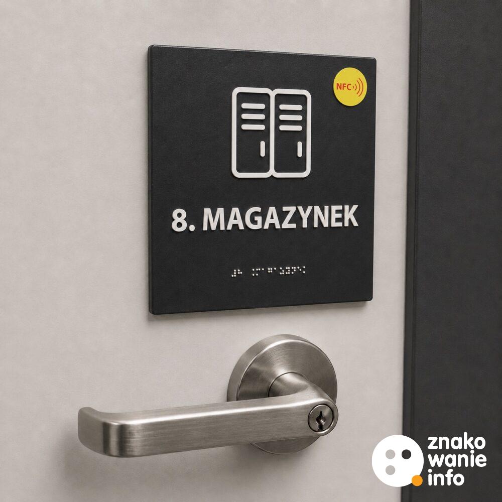 Tabliczka przyklamkowa samoprzylepna z alfabetem Braille'a i NFC