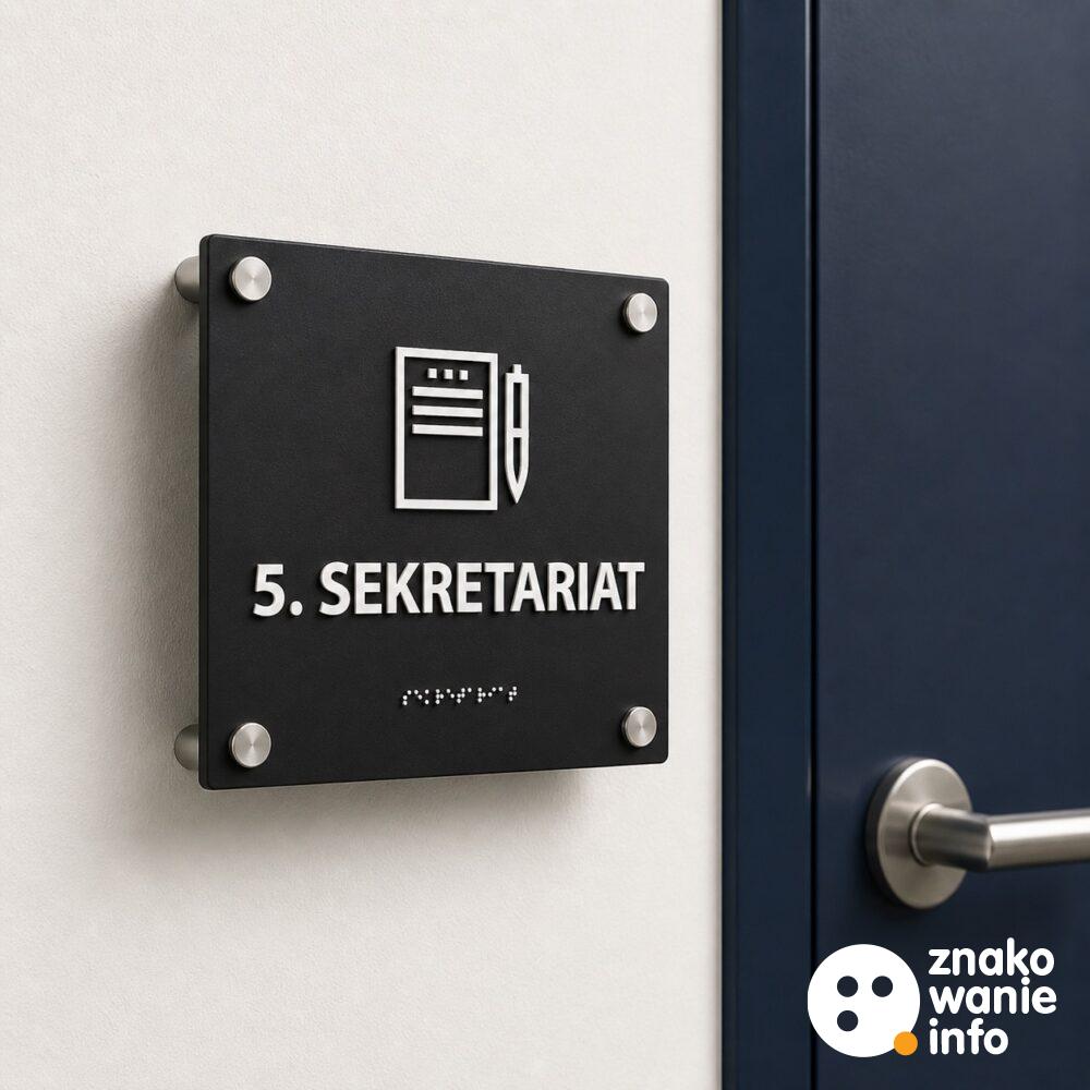 Tabliczka przydrzwiowa z alfabetem Braille'a na dystansach