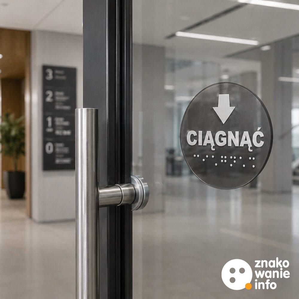 Naklejki tyflograficzne z alfabetem Braille'a ciągnąć lub pchać