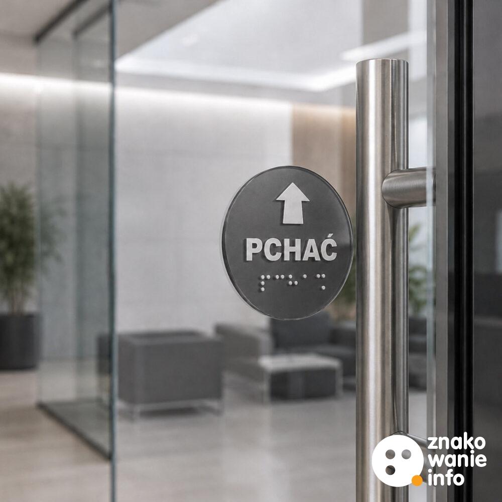 Naklejki tyflograficzne z alfabetem Braille'a ciągnąć lub pchać