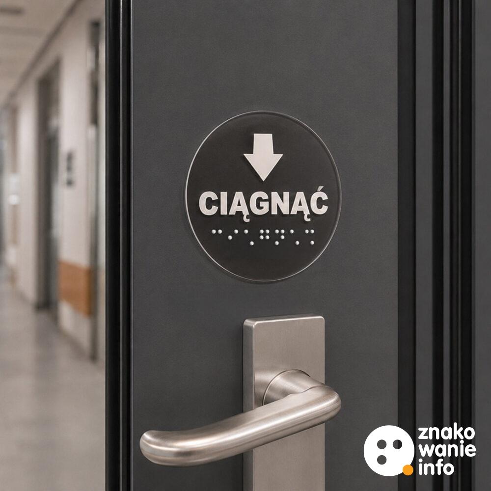 Naklejki tyflograficzne z alfabetem Braille'a ciągnąć lub pchać