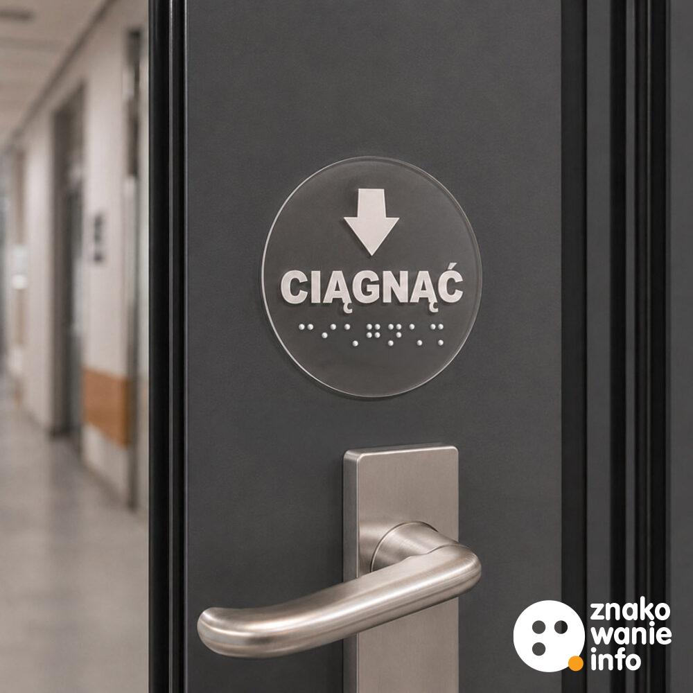 Naklejki tyflograficzne z alfabetem Braille'a ciągnąć lub pchać