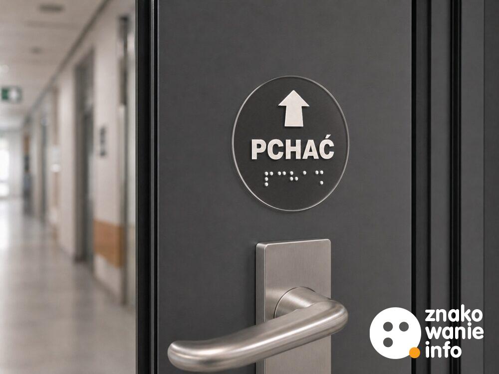 Naklejki tyflograficzne z alfabetem Braille'a ciągnąć lub pchać