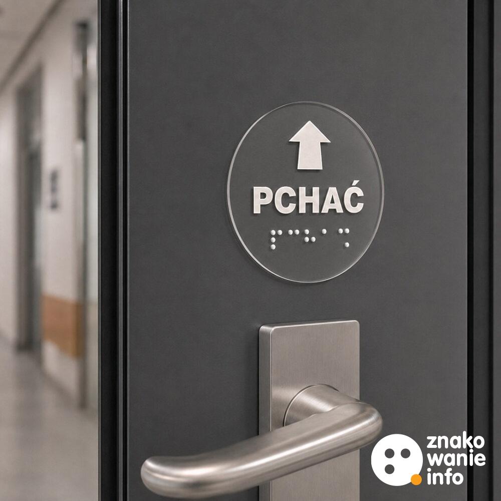 Naklejki tyflograficzne z alfabetem Braille'a ciągnąć lub pchać