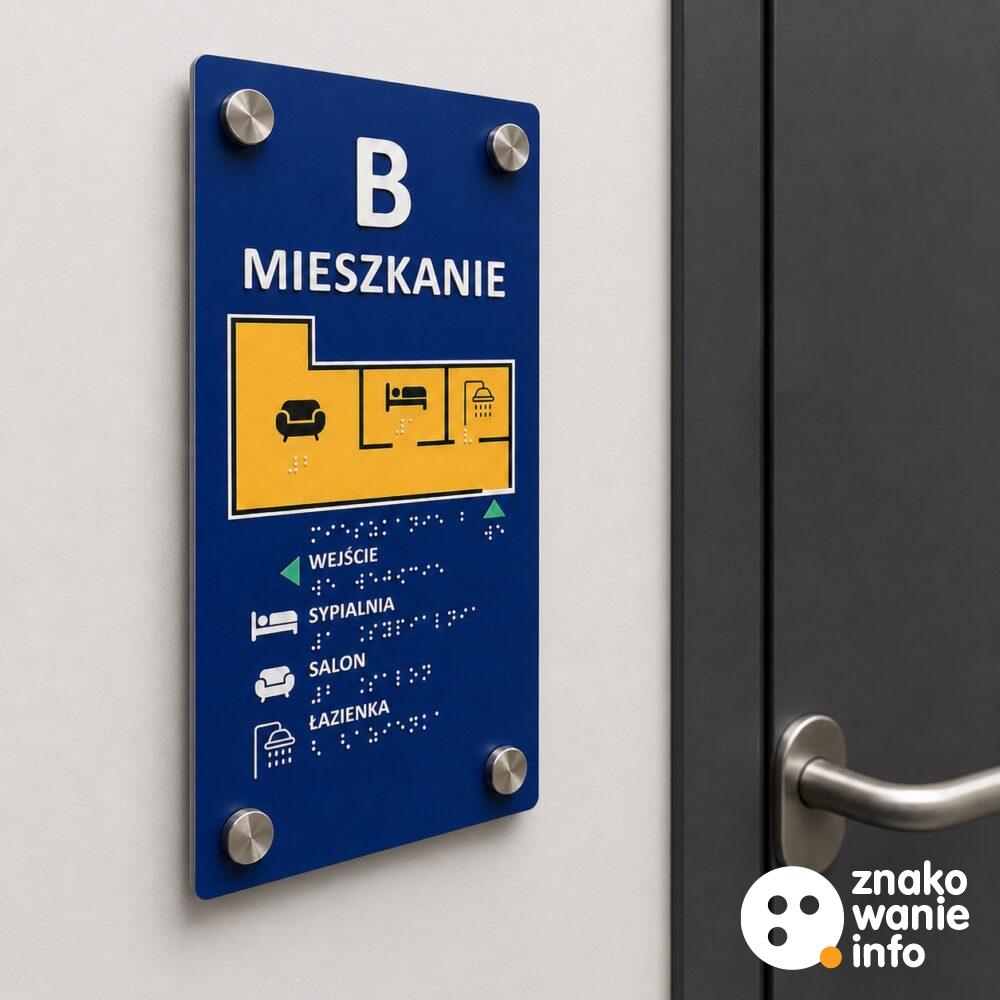 tabliczka tyflograficzna duża z alfabetem Braille'a na dystansach