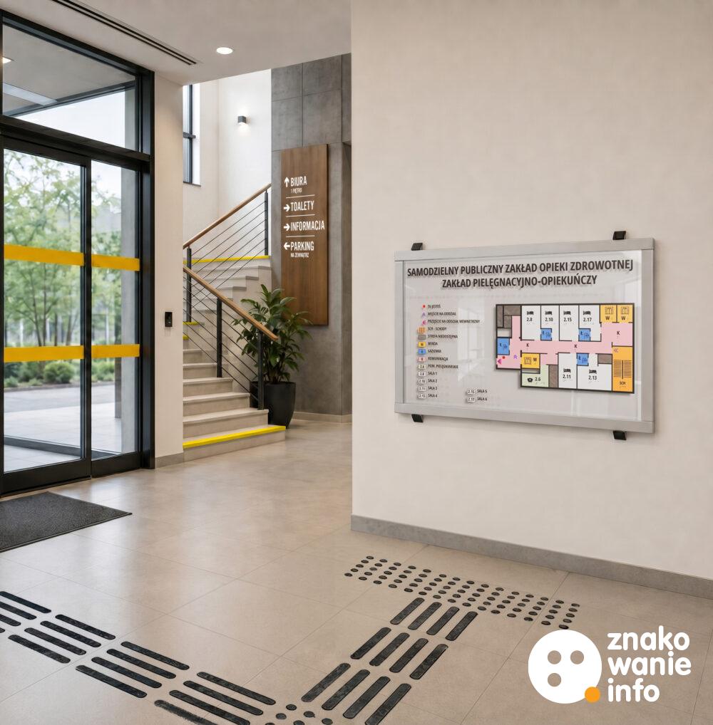 Plan tyflograficzny w obudowie aluminiowej na ścianę