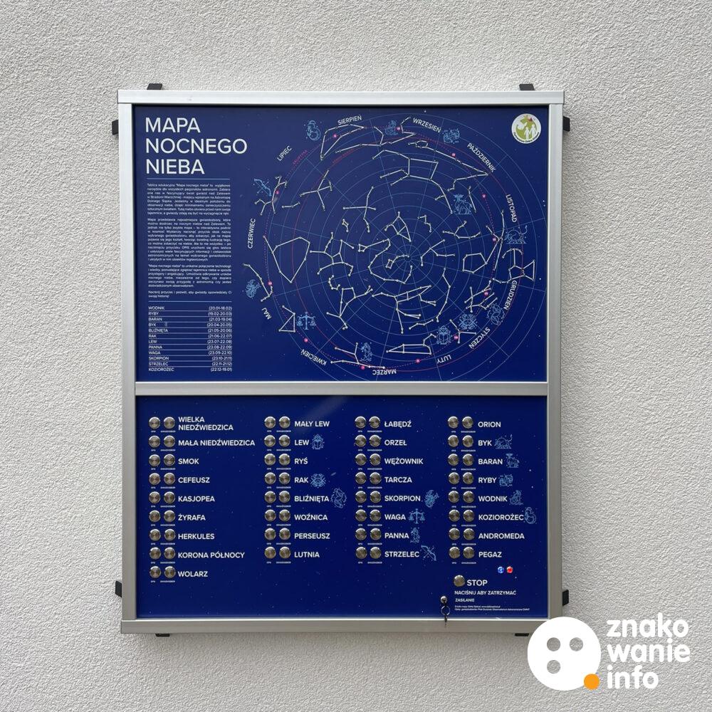 Panel edukacyjny graficzny i dźwiękowy mapa nocnego nieba