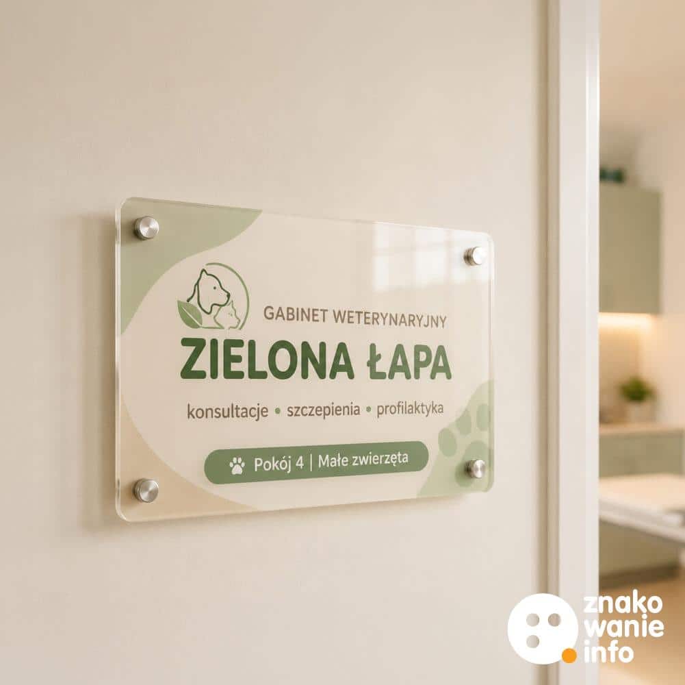 Tabliczki na dystansach ze szkła akrylowego plexi PMMA