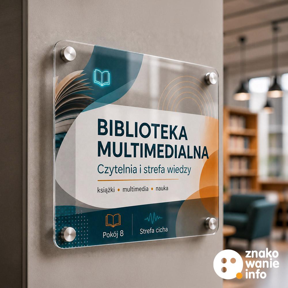 tabliczka z plexiglass pmma na dystansach druk i poddruk biały + kolor