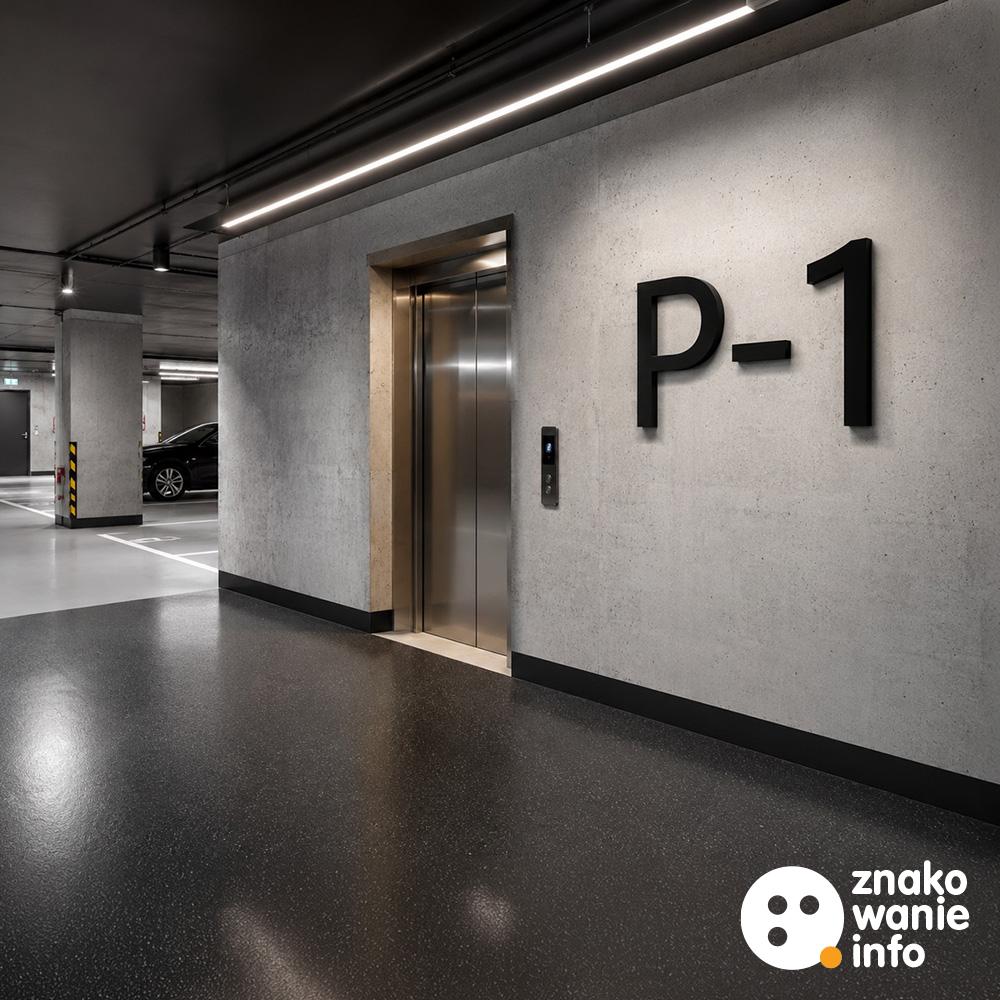 liternictwo z plexi, oznaczenie kondygnacji
