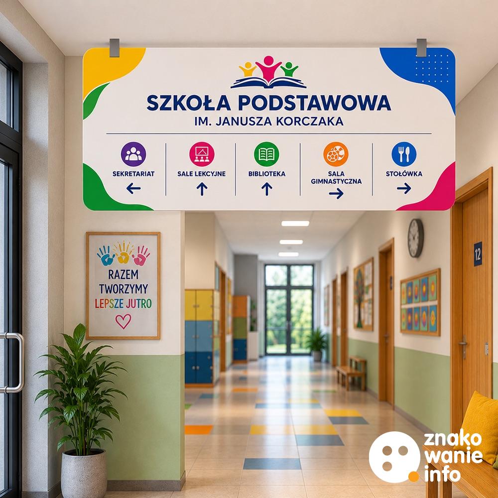 tablica informacyjna podwieszana, sufitowa, plexiglass pmma