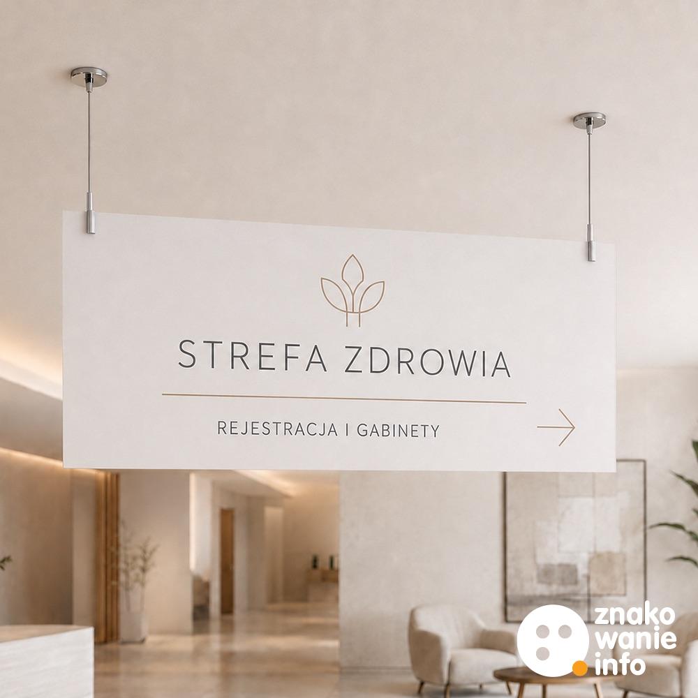 tablica informacyjna podwieszana, sufitowa, plexiglass pmma