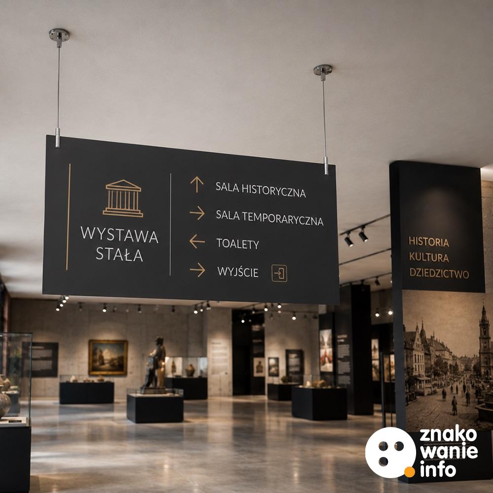 tablica informacyjna podwieszana, sufitowa, panel kompozytowy
