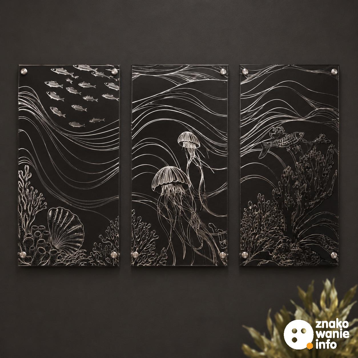tablice graficzne, panel kompozytowy czarny mat, druk uv biały 2,5D