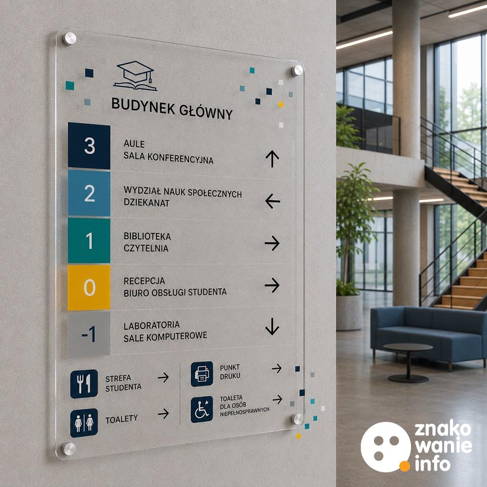 tablice kierunkowe na dystansach, plexiglass pmma