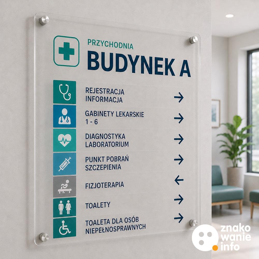 tablice kierunkowe na dystansach, plexiglass pmma