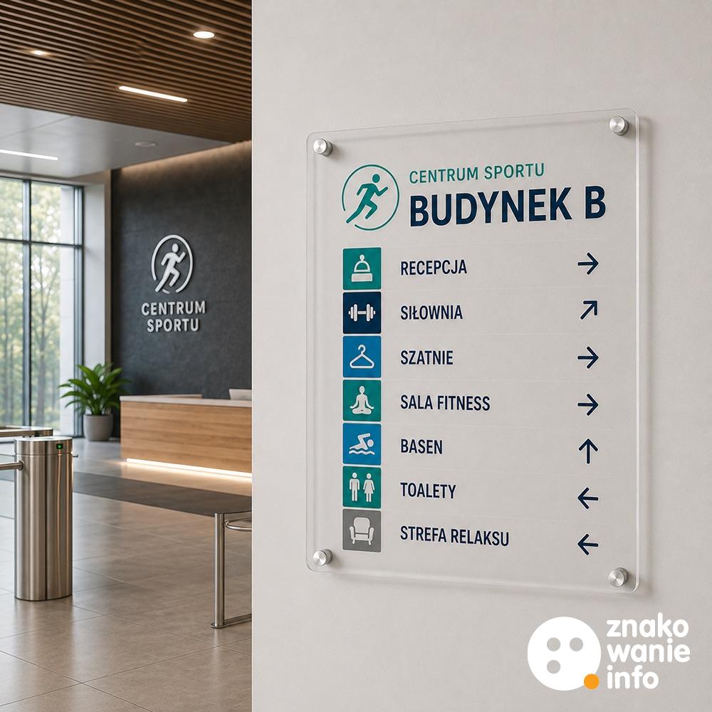 tablice kierunkowe na dystansach, plexiglass pmma