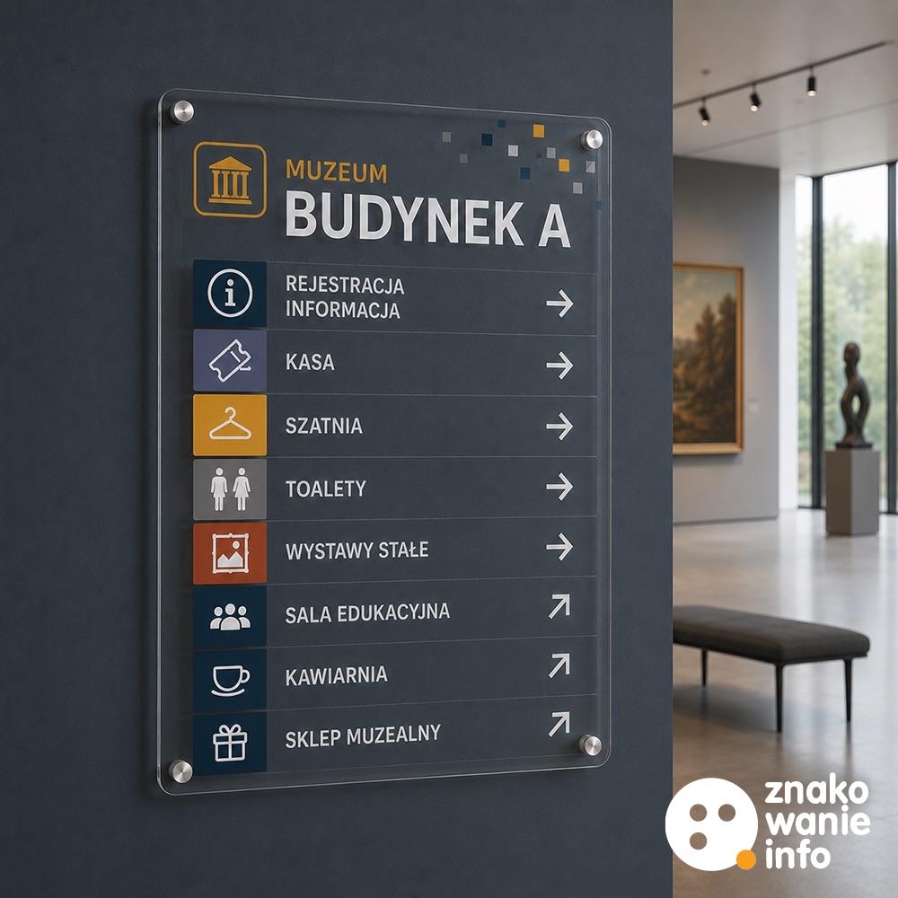tablice kierunkowe na dystansach, plexiglass pmma