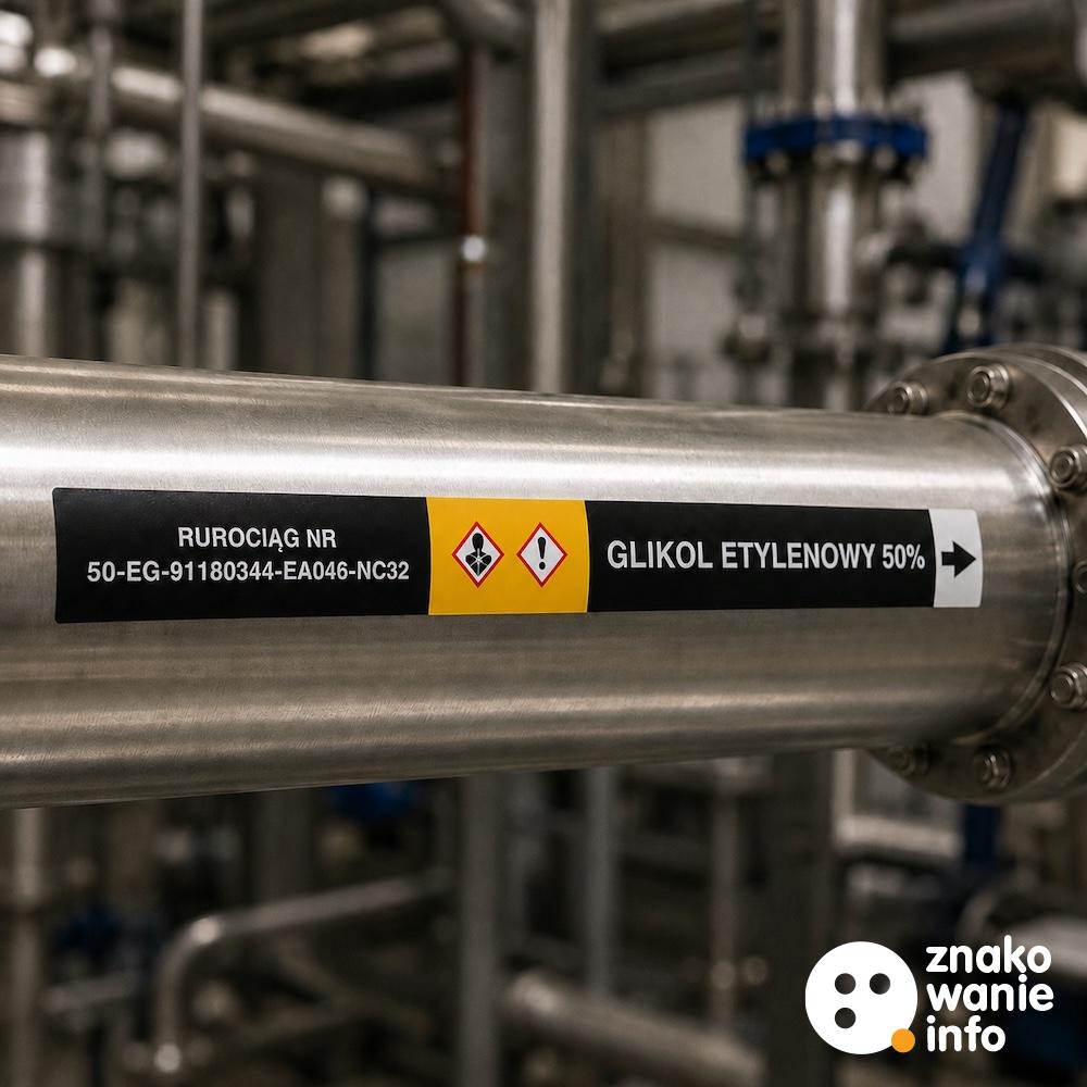 Oznakowanie rurociągów – naklejki na rurociągi